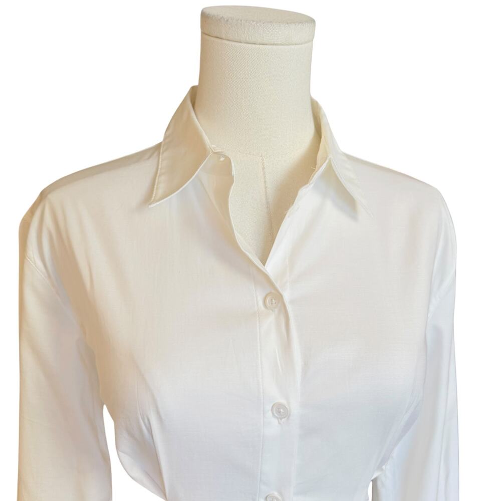 Reformation Becker Shirt Button Front Organic Cotton Stretch Blouse Size 0 - Picture 8 of 13